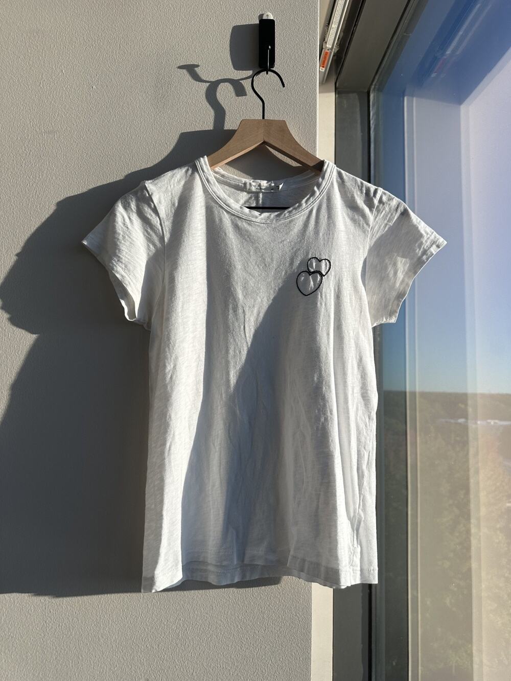 Rag & Bone 100% Pima Cotton White Short Sleeve Hearts T-Shirt Sz SP